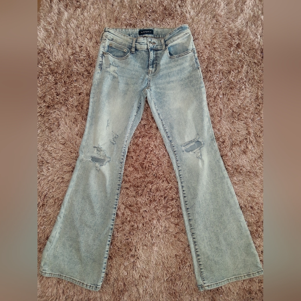 Aeropostale Light Blue Distressed Flare Jeans